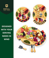 Load image into Gallery viewer, Royal Craft Wood Rotating Cheese Board With Knives
