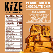 Load image into Gallery viewer, Kize Peanut Butter Chocolate Chip Bar - 10 Bars x 1.5 oz case

