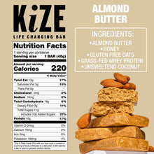 Load image into Gallery viewer, Kize Almond Butter Bar - 10 Bars x 1.5 oz case
