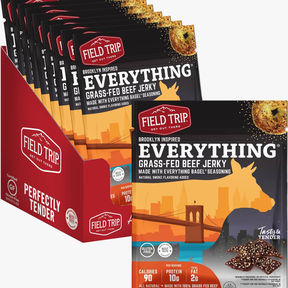 Field Trip BK Everything Bagel Seasoned Beef Jerky 2.2 oz bag - 9 bags x 2.2oz case
