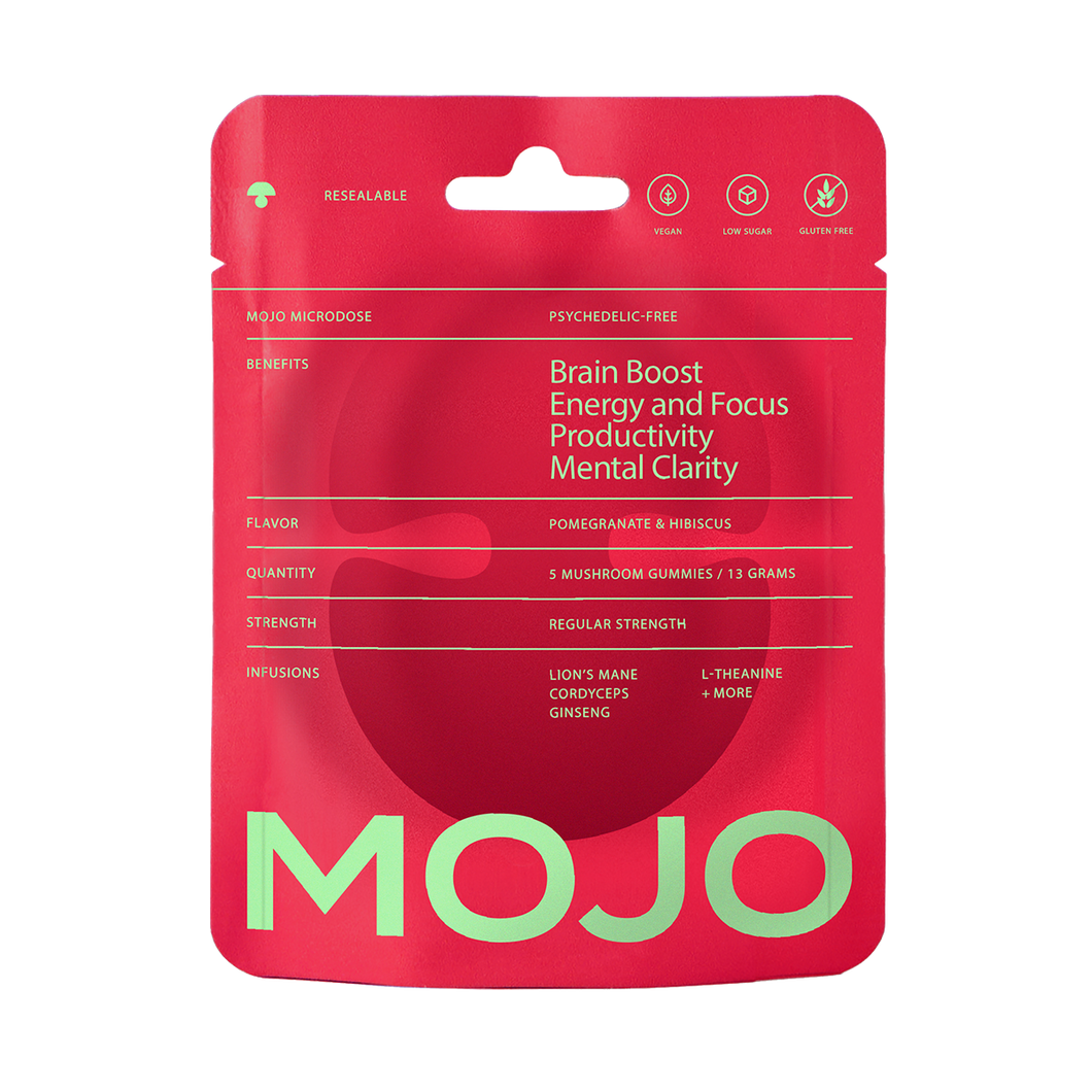 Mojo | Mushroom Dosed Gummies Brain Boost Gummies - Pomegranate Hibiscus