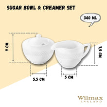 Load image into Gallery viewer, Wilmax Porcelain White Sugar Bowl 11 Oz &amp; Creamer
