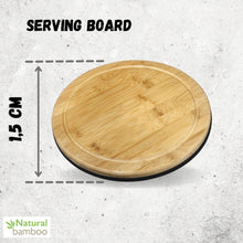 Load image into Gallery viewer, Wilmax Porcelain Bamboo Round Serving Board 12&quot; inch | For pizza / Barbecue / Steak
