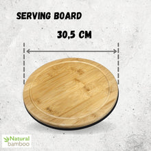 Load image into Gallery viewer, Wilmax Porcelain Bamboo Round Serving Board 12&quot; inch | For pizza / Barbecue / Steak
