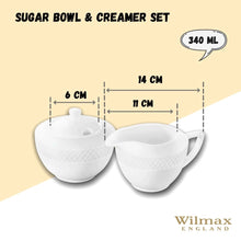 Load image into Gallery viewer, Wilmax Porcelain White Sugar Bowl 11 Oz &amp; Creamer
