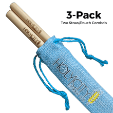 Load image into Gallery viewer, Holy City Straw Two Straw/Pouch Combo - Holy City Straw Co. - 3 Pack
