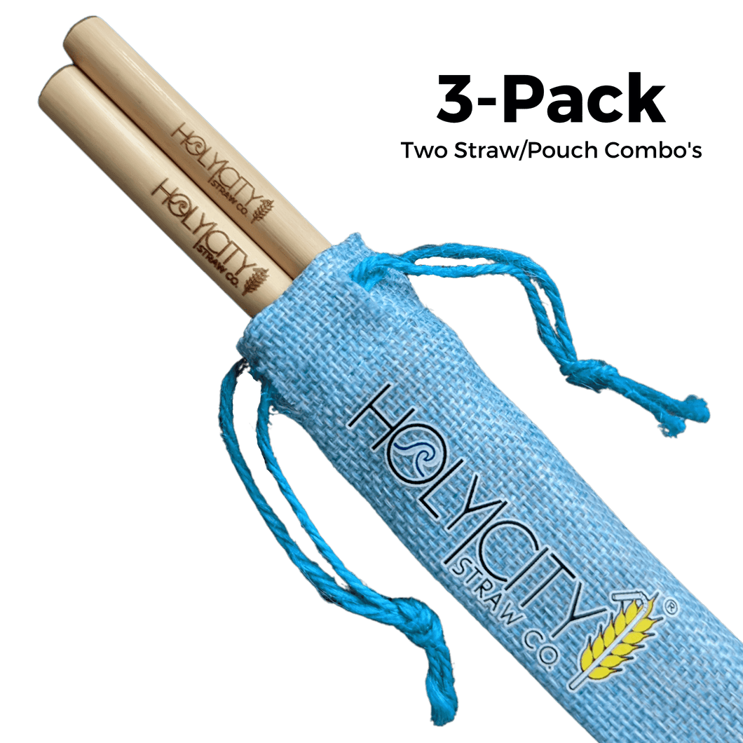 Holy City Straw Two Straw/Pouch Combo - Holy City Straw Co. - 3 Pack