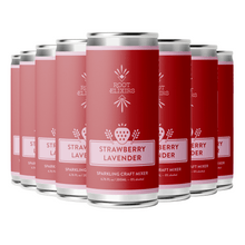 Load image into Gallery viewer, Root Elixirs Sparkling Strawberry Lavender Premium Cocktail Mixer- 8 Cans 7.5 oz
