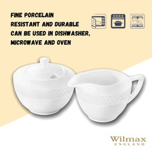 Load image into Gallery viewer, Wilmax Porcelain White Sugar Bowl 11 Oz &amp; Creamer
