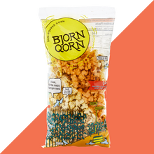 Load image into Gallery viewer, Bjorn Qorn Spicy Popcorn Bags - 12-Pack x 3oz Bags
