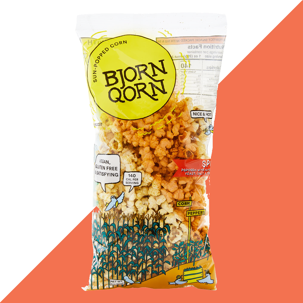 Bjorn Qorn Spicy Popcorn Bags - 12-Pack x 3oz Bags