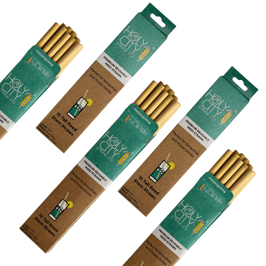 Holy City Straw Tall Reusable Reed Straw Bundle - 5 Pack