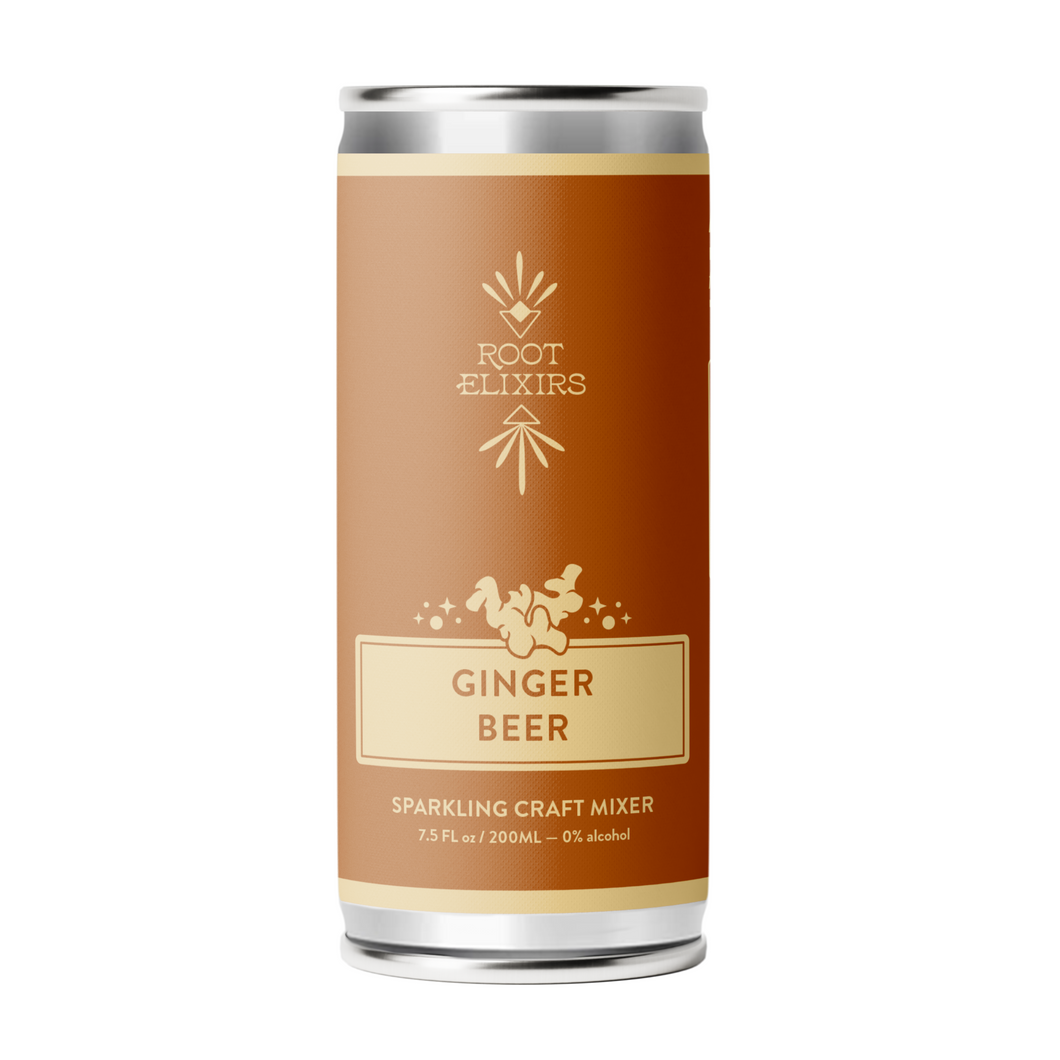 Root Elixirs Sparkling Ginger Beer Premium Cocktail Mixer- 8 Cans 7.5 oz