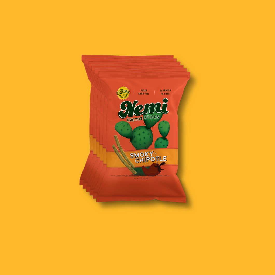Nemi Smoky Chipotle Cactus Chips Bag - 6 bags case