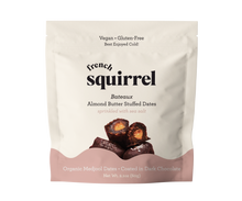 Load image into Gallery viewer, French Squirrel Bateaux: Almond Butter Dark Chocolate Stuffed Dates Bag - 4 Bags case
