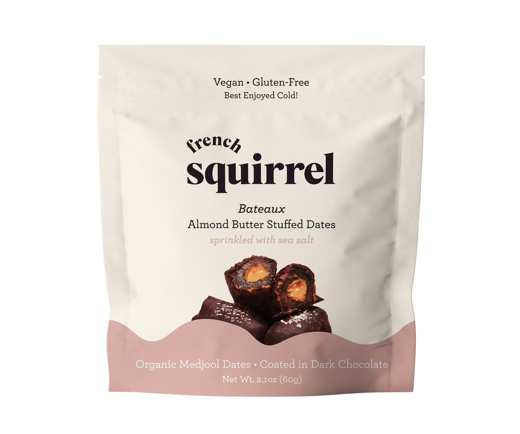 French Squirrel Bateaux: Almond Butter Dark Chocolate Stuffed Dates Bag - 4 Bags case