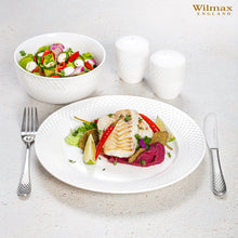 Load image into Gallery viewer, Wilmax Porcelain White Dinner Plate With Embossed Wide Rim 10&quot; inch | Set Of 6 In Gift Box
