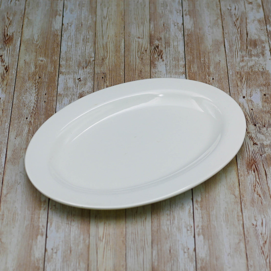 Wilmax Porcelain Professional Rolled Rim White Oval Plate / Platter 14