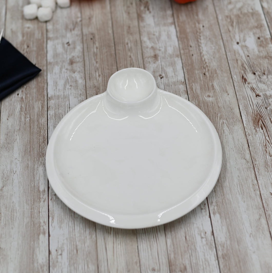 Wilmax Porcelain Set Of 6 White Round Plate With Sauce Compartment 8