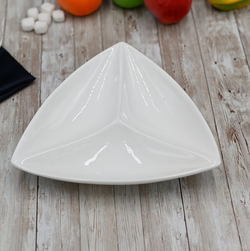 Wilmax Porcelain Set Of 3 White Divided Triangular Dish 9.5