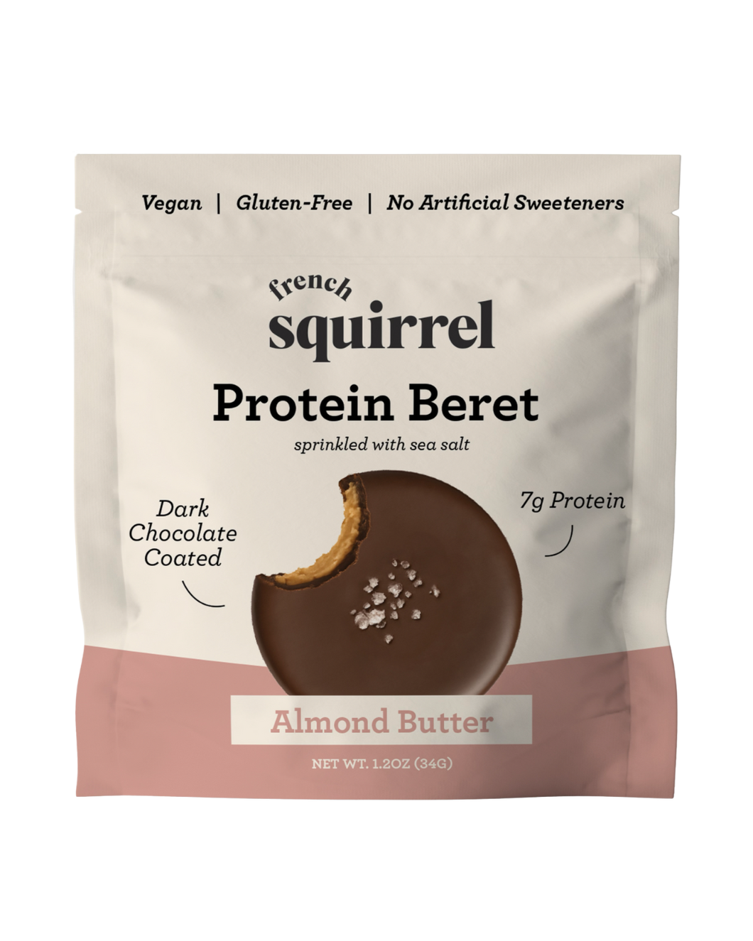 French Squirrel Berets: Almond Butter Chocolate Protein Bites Pack - 12 Packs x 1 Piece case