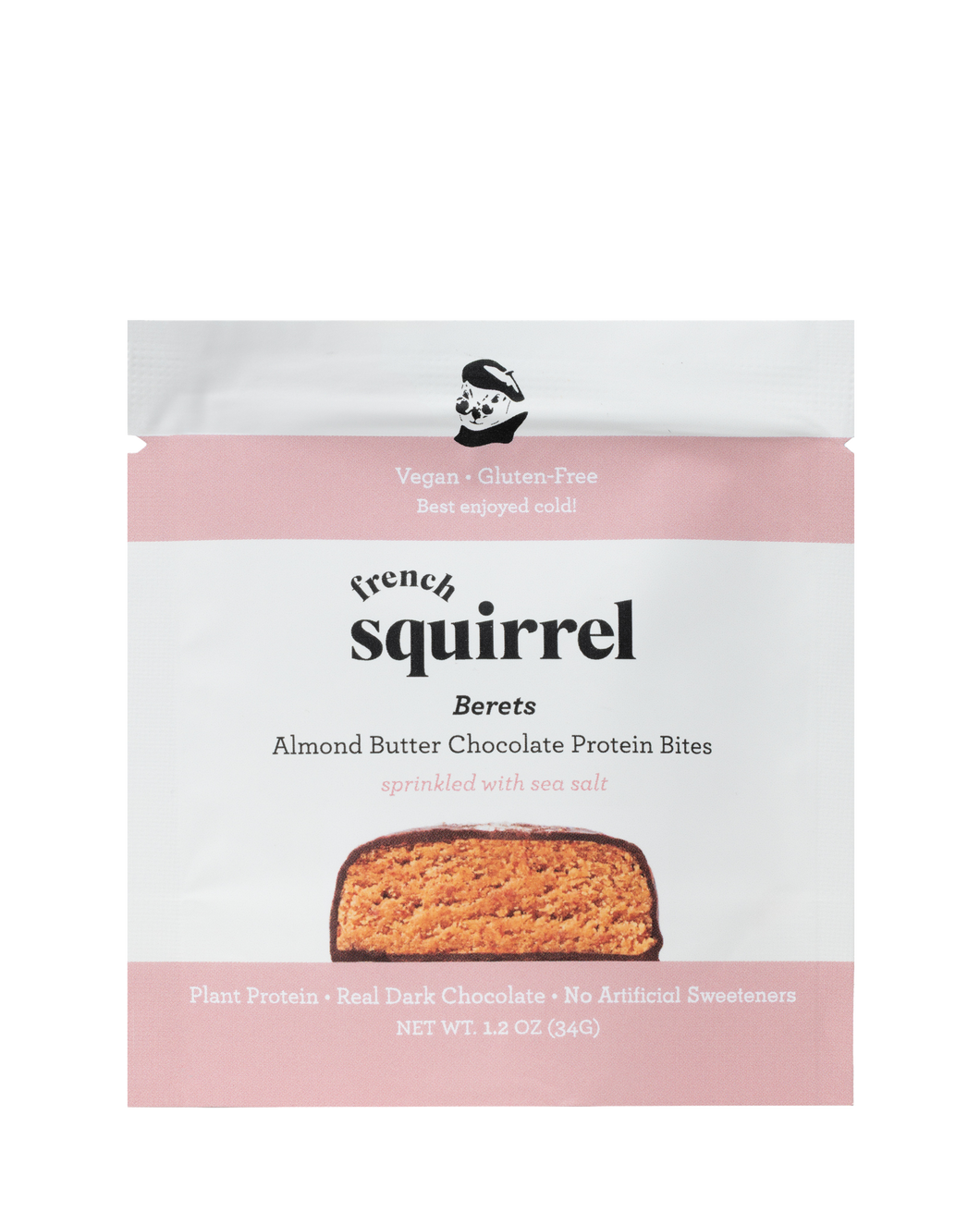 French Squirrel Berets: Almond Butter Chocolate Protein Bites Pack - 12 Packs x 1 Piece case