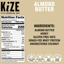 Load image into Gallery viewer, Kize Almond Butter Bar - 10 Bars x 1.5 oz case

