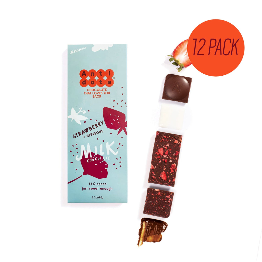 Antidote Chocolate MAGICIAN: STRAWBERRY MILK CHOCOLATE - 12 Bars