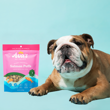 Load image into Gallery viewer, Ava&#39;s Pet Palace Freeze Dried Dog Treats Bag - Salmon Puffs
