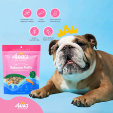 Load image into Gallery viewer, Ava&#39;s Pet Palace Freeze Dried Dog Treats Bag - Salmon Puffs
