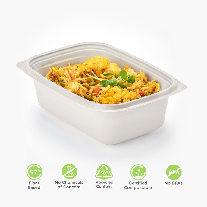 32 oz. GoodToGo™ Microwavable Container, Stone, CPLA, 450/Case