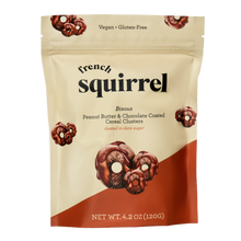 Load image into Gallery viewer, French Squirrel Bisous: Peanut Butter &amp; Chocolate-Coated Gluten-Free Cereal Clusters Bag - 4 Bags case
