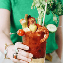 Load image into Gallery viewer, Bloody mary with garnishes and sustainable wheat straw
