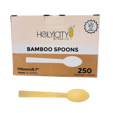 Load image into Gallery viewer, Box of Holy City Straw Company Bamboo Spoons 250 disposable spoons
