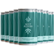 Load image into Gallery viewer, Root Elixirs Sparkling Grapefruit Jalapeno Premium Cocktail Mixer- 8 Cans 7.5 oz
