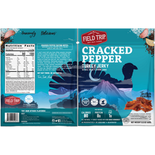 Load image into Gallery viewer, Field Trip Cracked Pepper Turkey Jerky 2.2oz bag - 9 bags x 2.2oz case
