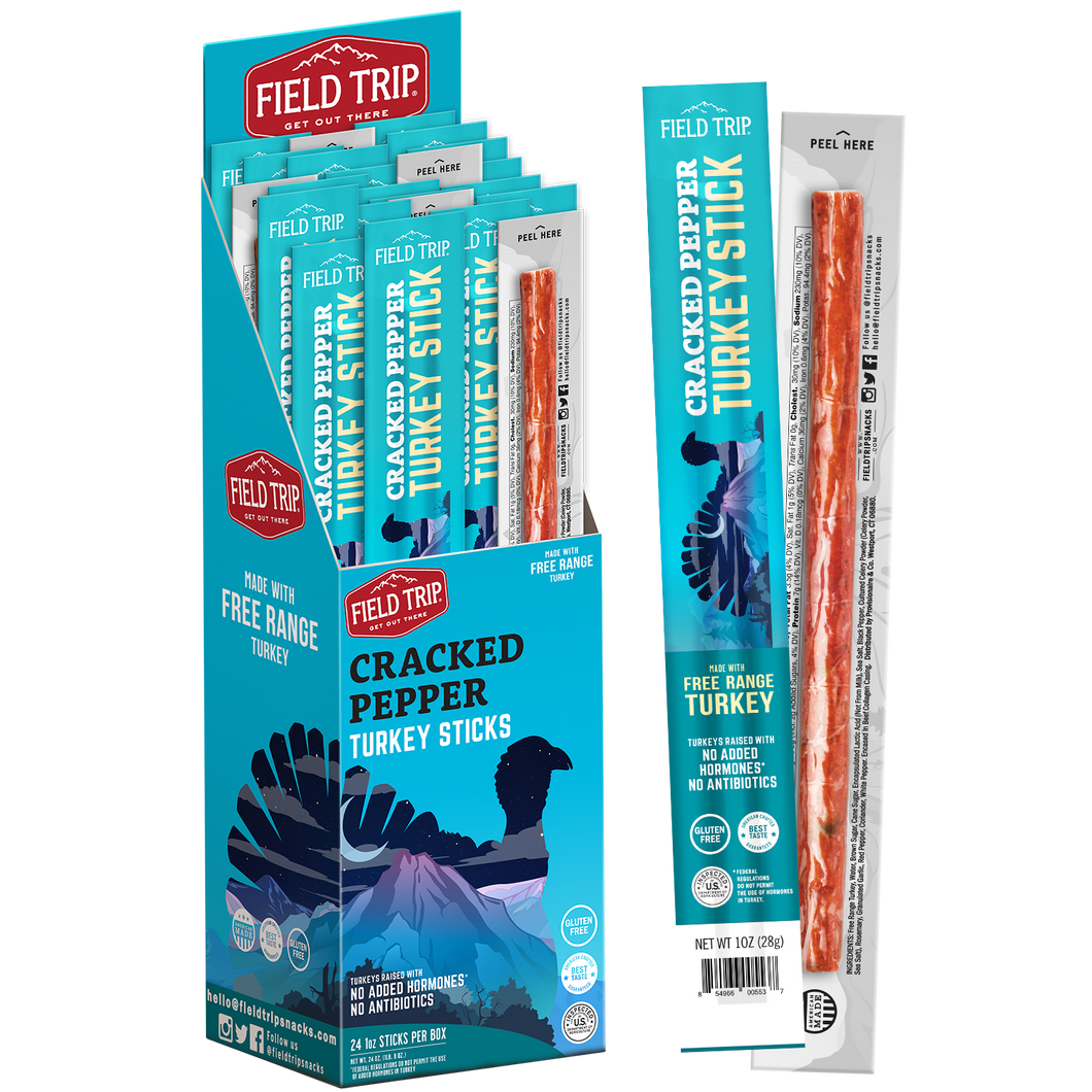 Field Trip Cracked Pepper Turkey Stick 1.0 oz (24 sticks) box - 6 boxes x 24 - 1.0oz sticks case