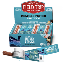 Load image into Gallery viewer, Field Trip Cracked Pepper Turkey Sticks .5oz (24 sticks) box - 9 boxes x 24 sticks case

