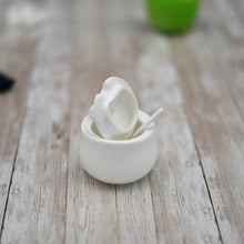 Load image into Gallery viewer, Wilmax Porcelain Set Of 6 White 4 Oz | 130 Ml Mustard Pot With Spoon
