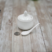 Load image into Gallery viewer, Wilmax Porcelain Set Of 6 White 4 Oz | 130 Ml Mustard Pot With Spoon
