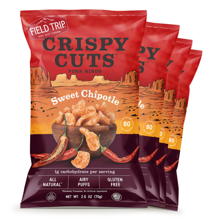 Field Trip Sweet Chipotle Pork Rinds 2.5oz bag - 10 bags x 2.5oz case