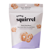 Load image into Gallery viewer, French Squirrel French Toast Bisous: Peanut Butter &amp; Vegan White Chocolate-Coated Gluten-Free Cereal Clusters Bag - 4 Bags case
