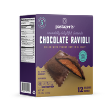 Load image into Gallery viewer, PastaZerts Chocolate Peanut Butter &amp; Jelly Ravioli Box - 1 box x 12 pieces
