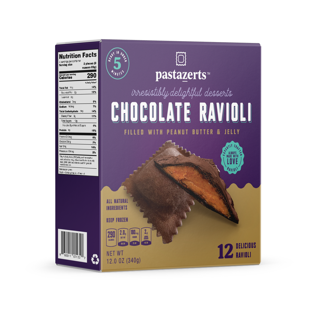 PastaZerts Chocolate Peanut Butter & Jelly Ravioli Box - 1 box x 12 pieces