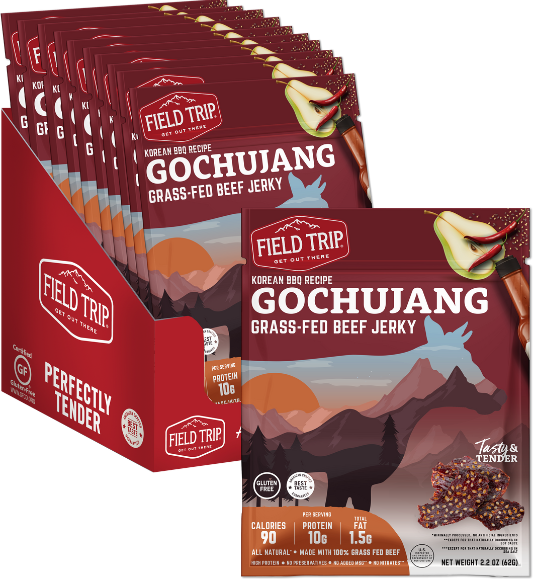 Field Trip Gochujang Korean Style BBQ Beef Jerky 2.2 oz bag - 9 bags x 2.2oz case