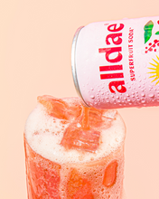 Load image into Gallery viewer, AllDae Hibiscus Dragonfruit Superfruit Soda Can - 12 cans x 12 oz case
