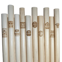 Load image into Gallery viewer, Holy City Straw Company Tiki Collector Series Branded Reed Straws 10 pack staggered straws with mask branding
