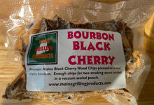 Load image into Gallery viewer, Flame Grilling Products Inc FOUR (6 OZ) POUCHES PRE-SOAKED MAINE BOURBON BLACK CHERRY WOOD CHIPS
