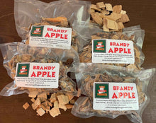 Load image into Gallery viewer, Flame Grilling Products Inc FOUR (6 OZ Pouches) PRE-SOAKED MAINE BRANDY APPLE WOOD CHIPS
