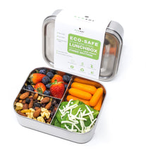 Load image into Gallery viewer, ecozoi STAINLESS STEEL LUNCH BOX, 3 COMPARTMENT SNAP-ON, 24 OZ
